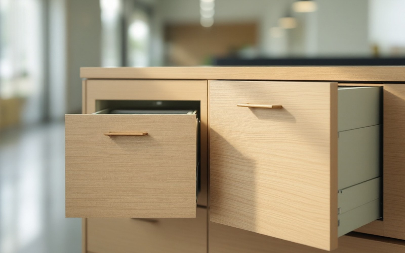 Two filing drawers open at different heights